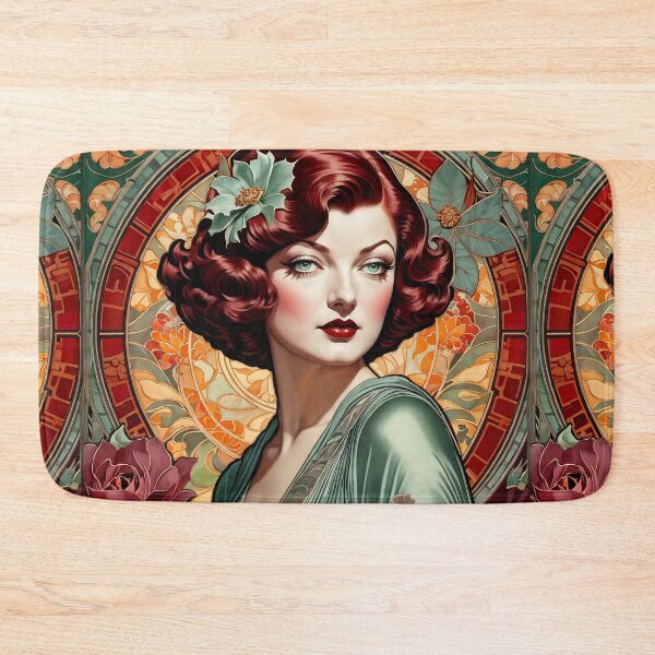 Item preview, Myrna Loy - Oblique Ink and Floral #24015 - Hollywood Legends Art Nouveau Illustration designed and sold by centuryretromedia.