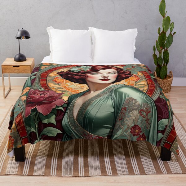 Item preview, Myrna Loy - Oblique Ink and Floral #24015 - Hollywood Legends Art Nouveau Illustration designed and sold by centuryretromedia.