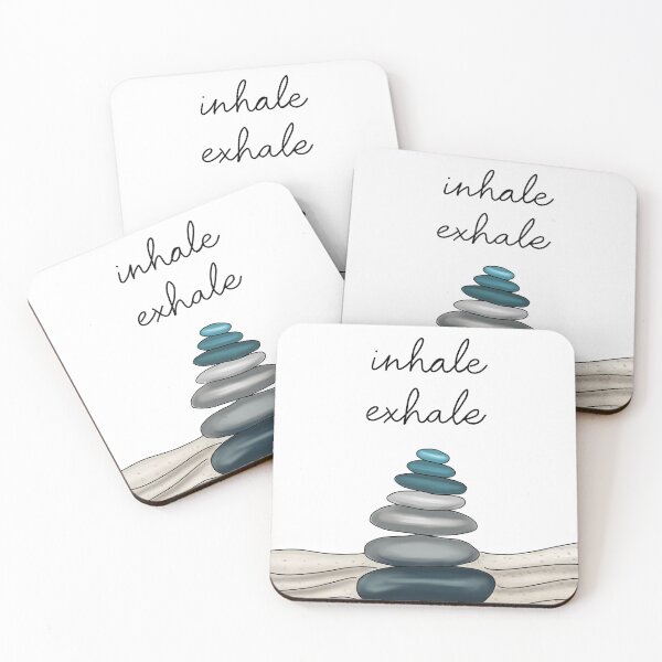 Item preview, Inhale Exhale Balancing Stones in Sand - Grey, Silver, Teal designed and sold by SMillustrations.