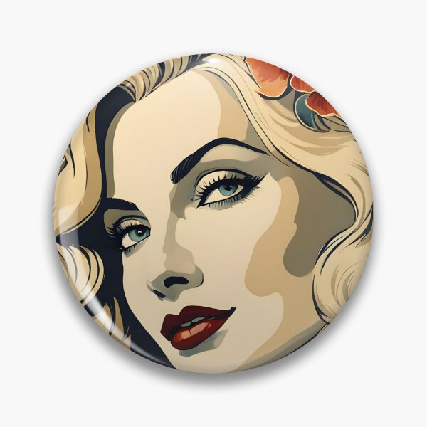 Item preview, Veronica Lake - Oblique Ink and Floral #24027 - Hollywood Legends Art Nouveau Illustration designed and sold by centuryretromedia.