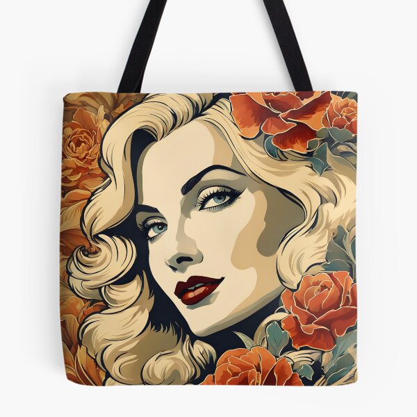 Item preview, Veronica Lake - Oblique Ink and Floral #24027 - Hollywood Legends Art Nouveau Illustration designed and sold by centuryretromedia.