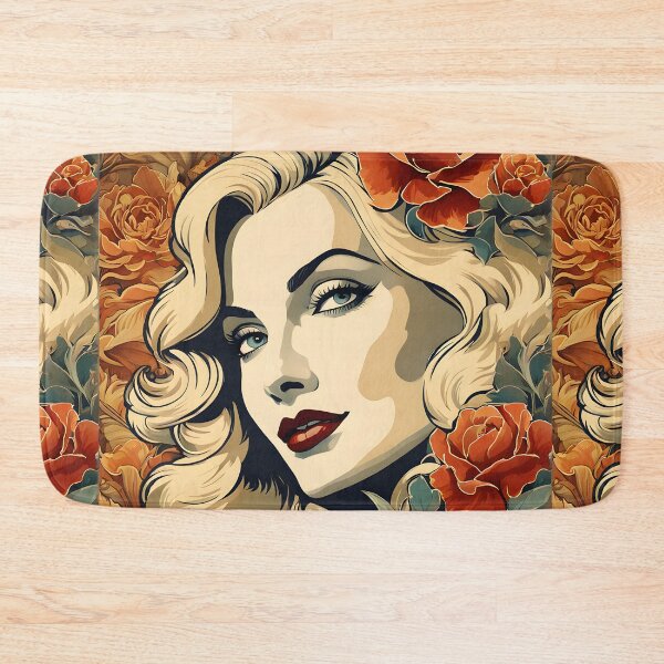 Item preview, Veronica Lake - Oblique Ink and Floral #24027 - Hollywood Legends Art Nouveau Illustration designed and sold by centuryretromedia.