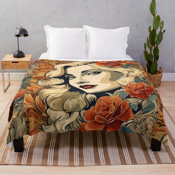 Item preview, Veronica Lake - Oblique Ink and Floral #24027 - Hollywood Legends Art Nouveau Illustration designed and sold by centuryretromedia.