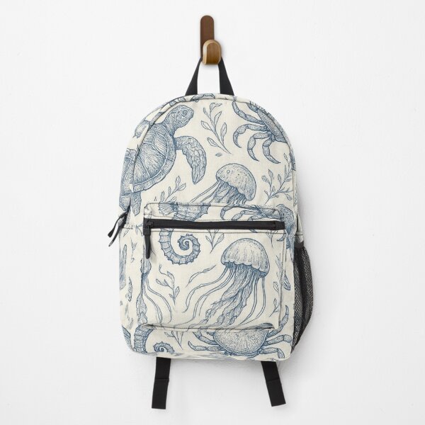 Item preview, sea creatures blue and white pattern designed and sold by Kristylynn757.