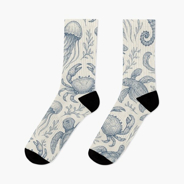 Item preview, sea creatures blue and white pattern designed and sold by Kristylynn757.