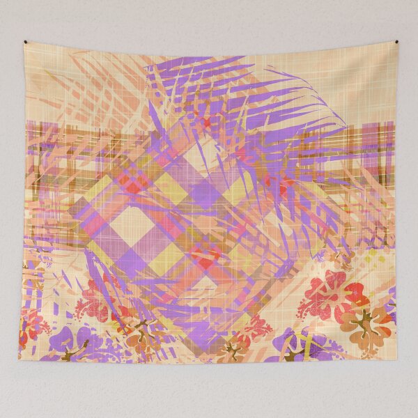 Item preview, Peach Hawaiian Hibiscus Set Patchwork Seamless Repeat designed and sold by Sharon Schwalbe.
