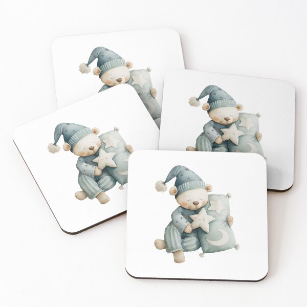 Item preview, Sleepy Teddy Bear in Pajamas with Star Pillow designed and sold by Art of Ngu.
