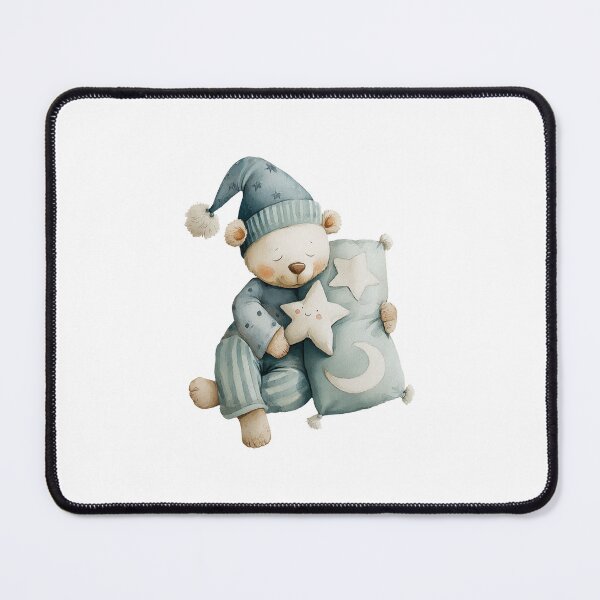 Item preview, Sleepy Teddy Bear in Pajamas with Star Pillow designed and sold by Art of Ngu.