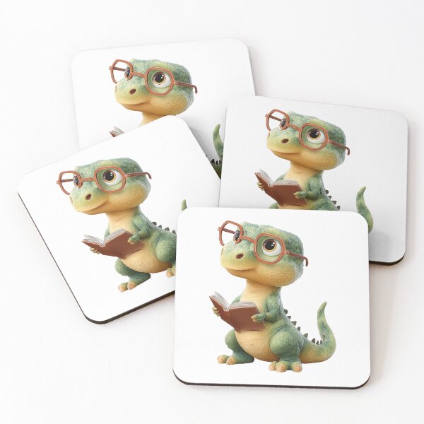 Item preview, Adorable Dinosaur Reading a Book with Glasses designed and sold by Art of Ngu.