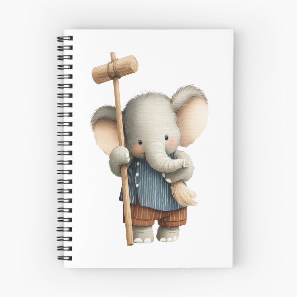 Item preview, Adorable Elephant in Clothes Holding Wooden Mallet designed and sold by Art of Ngu.