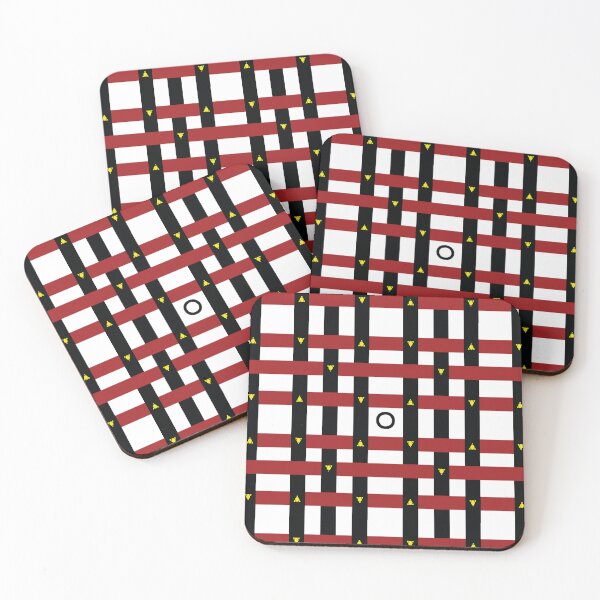 Item preview, Geometric Abstract Pattern with Red and Black Stripes and Yellow Triangles – Optical Illusion Style designed and sold by FABRIC_ARTS.