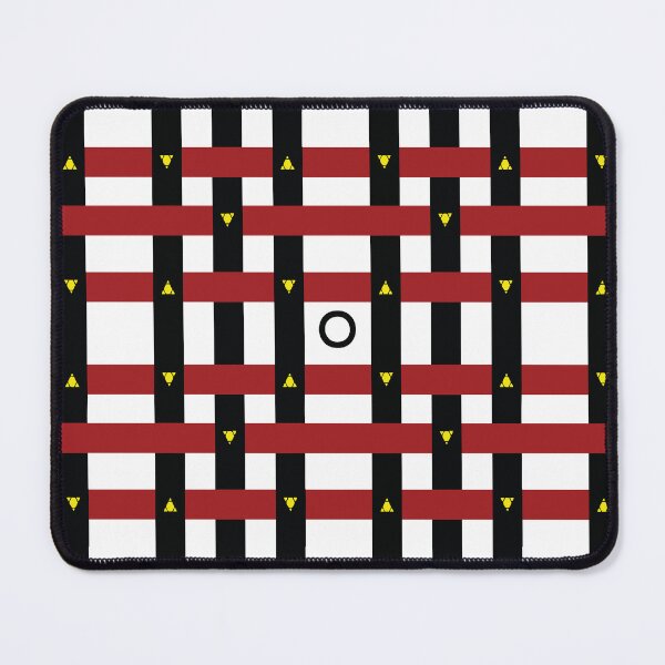 Item preview, Geometric Abstract Pattern with Red and Black Stripes and Yellow Triangles – Optical Illusion Style designed and sold by FABRIC_ARTS.