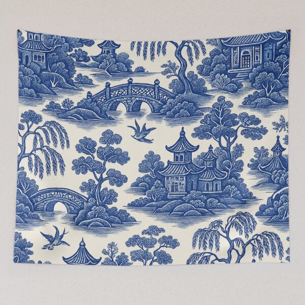 Item preview, Blue Willow style chinese landscape pattern designed and sold by Kristylynn757.