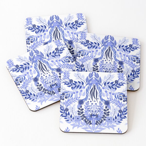 Item preview, Blue Botanical Floral Folk Comforter Design designed and sold by FestivityFinds.