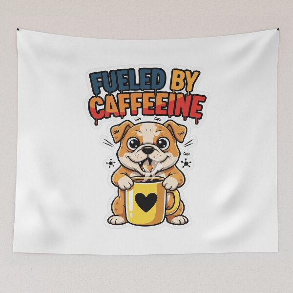 Item preview, Funny coffee dog cartoon with caffeine quote designed and sold by Tong4130.