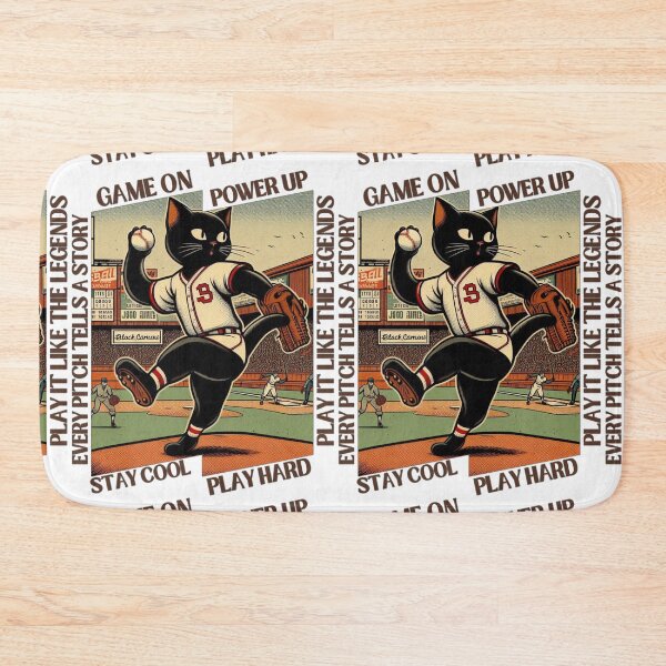 Item preview, Retro Baseball Cat Cover Page Featuring Playful Epic Vintage Feline Pitcher in Sports Art designed and sold by JWSmile.