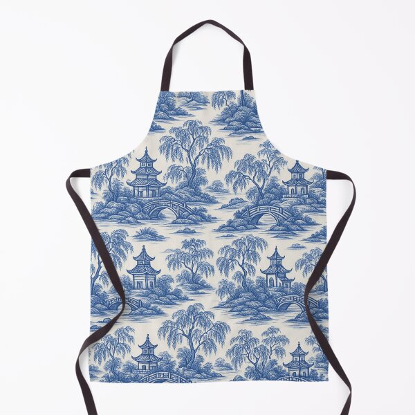 Item preview, oriental pagoda landscape blue and white designed and sold by Kristylynn757.