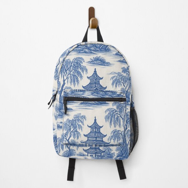 Item preview, oriental pagoda landscape blue and white designed and sold by Kristylynn757.
