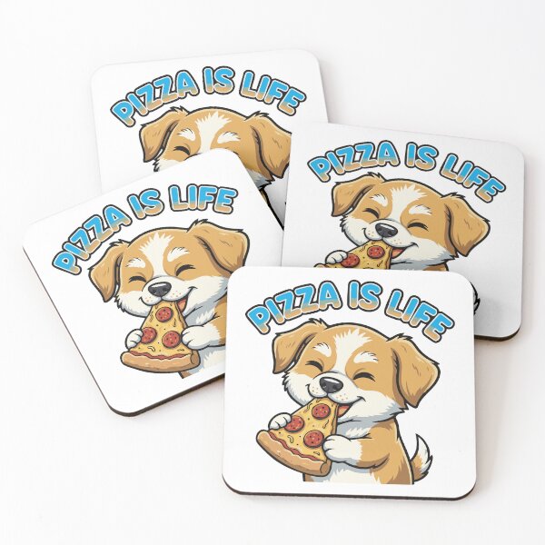 Item preview, Funny cartoon dog eating pizza slice quote designed and sold by Tong4130.