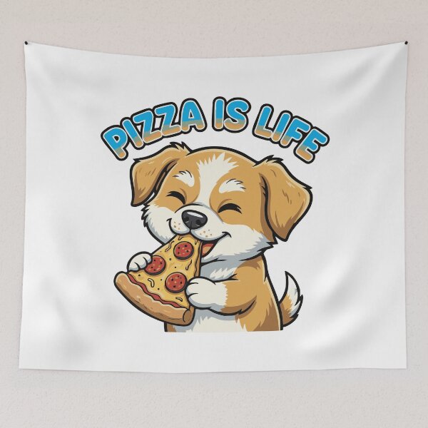 Item preview, Funny cartoon dog eating pizza slice quote designed and sold by Tong4130.