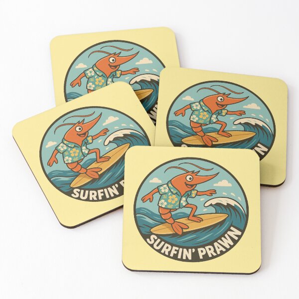Item preview, Surfin’ Prawn – Funny Surfing Shrimp designed and sold by hangmeart.