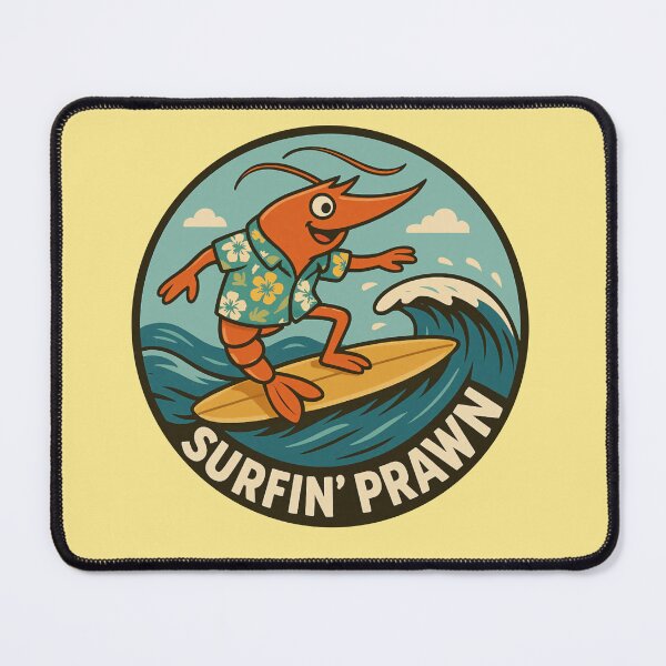 Item preview, Surfin’ Prawn – Funny Surfing Shrimp designed and sold by hangmeart.