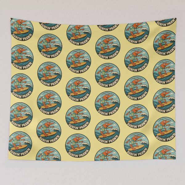 Item preview, Surfin’ Prawn – Funny Surfing Shrimp designed and sold by hangmeart.
