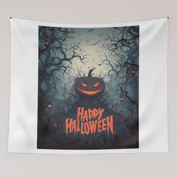 Item preview, Sinister pumpkin with glowing face in haunted forest designed and sold by DadGenX.