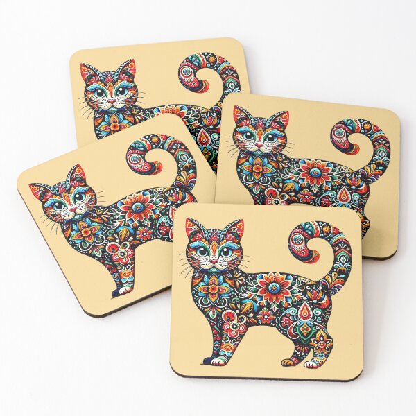Item preview, Folk Art Cat designed and sold by ViaARTfactory.