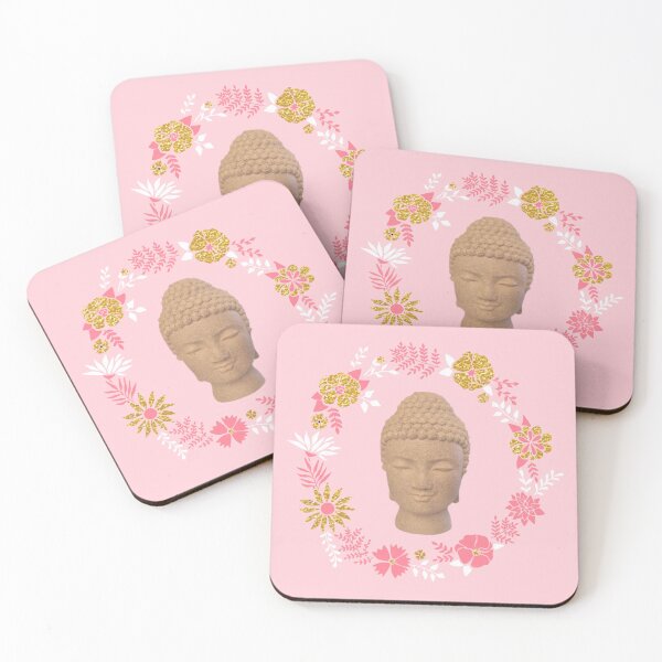 Item preview, "Floral Serenity – Buddha Head on Pink" designed and sold by jvart86.