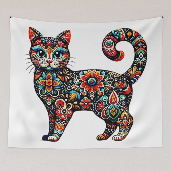 Item preview, Folk Art Cat designed and sold by ViaARTfactory.