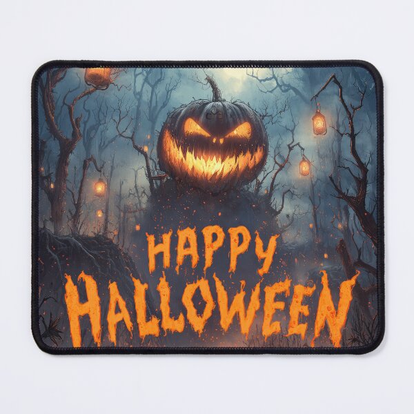 Item preview, Eerie pumpkin with glowing face in haunted forest designed and sold by DadGenX.