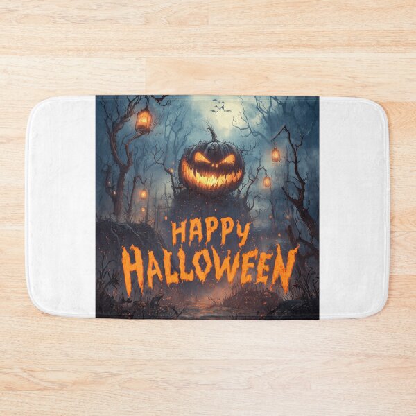 Item preview, Eerie pumpkin with glowing face in haunted forest designed and sold by DadGenX.