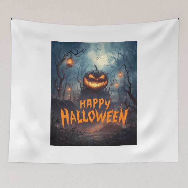 Item preview, Eerie pumpkin with glowing face in haunted forest designed and sold by DadGenX.