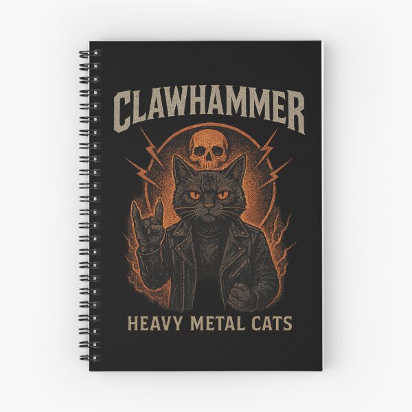 Item preview, Epic Cat Band Shirt – Clawhammer Heavy Metal Style designed and sold by RetroPawsDesign.