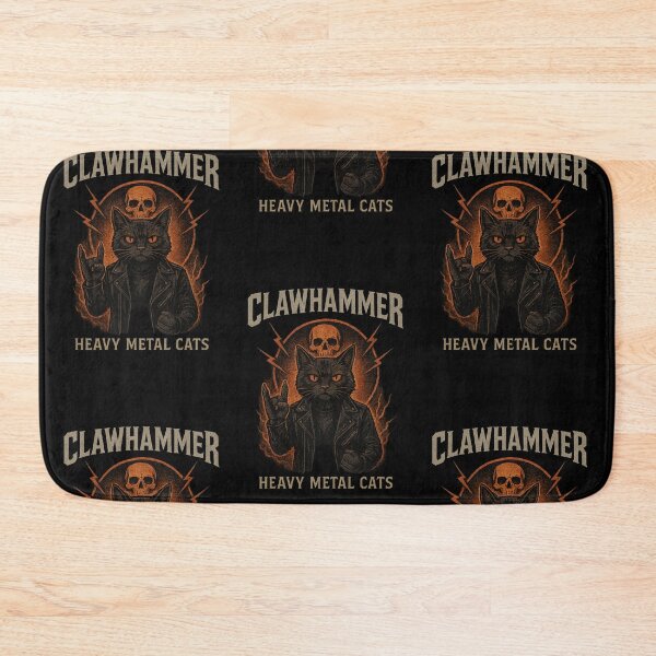 Item preview, Epic Cat Band Shirt – Clawhammer Heavy Metal Style designed and sold by RetroPawsDesign.