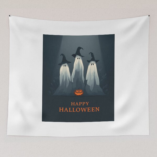Item preview, Three ghost figures with hats and glowing pumpkin designed and sold by DadGenX.