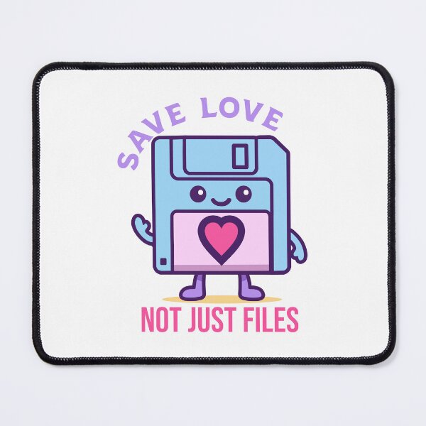 Item preview, Save Love Not Just Files – Cute Retro Floppy Disk Mascot designed and sold by TrilogyMerch.