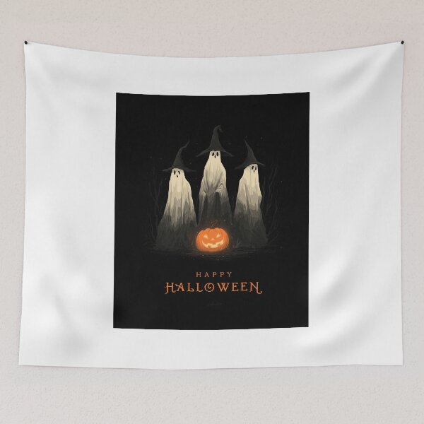 Item preview, Three ghost figures with hats and glowing pumpkin designed and sold by DadGenX.