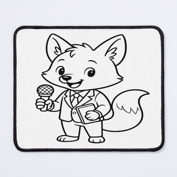 Item preview, A determined cartoon fox in a trench coat is ready to deliver the latest news in a serious manner. designed and sold by PWDigitalArt.