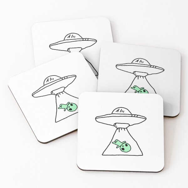 Item preview, Funny UFO Abducting Alien Cartoon Illustration designed and sold by socutelab.
