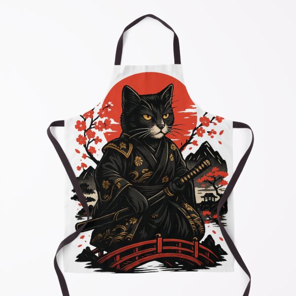Aperçu de l'œuvre Samurai Cat – Bushido Spirit et Rising Sun créée et vendue par Ahau Designs.
