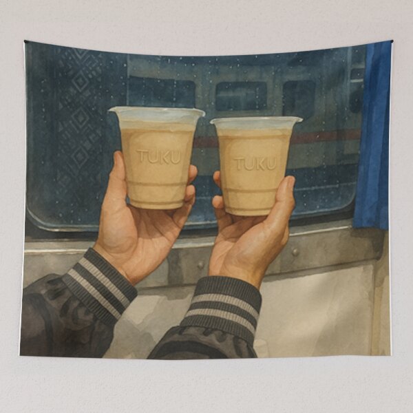 Item preview, TUKU's Coffee on The Train Watercolor Art by AVTR designed and sold by Henry Lopez.