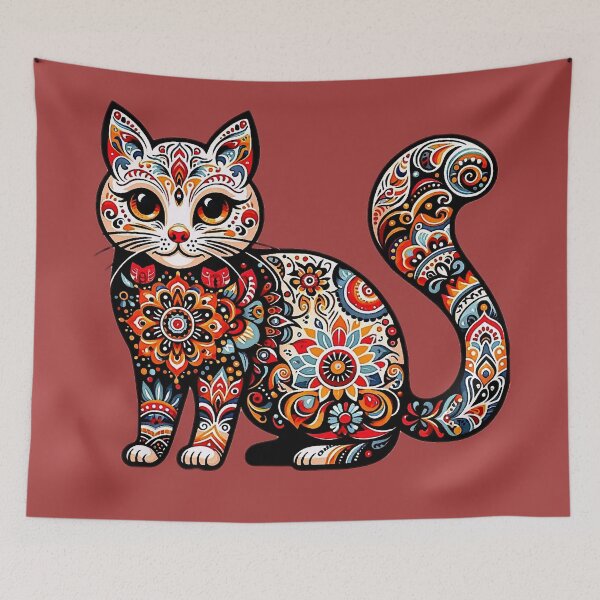Item preview, Folk Art Cat designed and sold by ViaARTfactory.