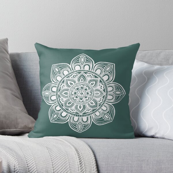 White Mural Mandala - Art&Deco By Natasha Throw Pillow