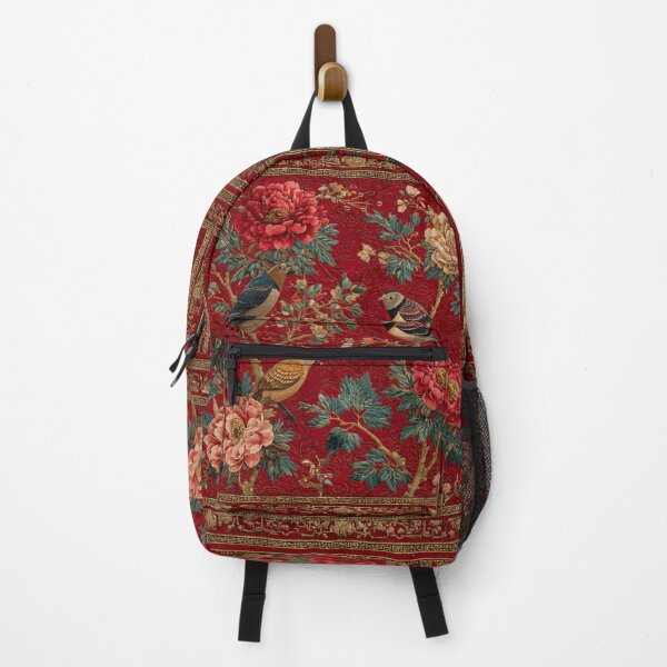 Item preview, Red Silk Floral Trio Birds Carpet designed and sold by GrinGalore.