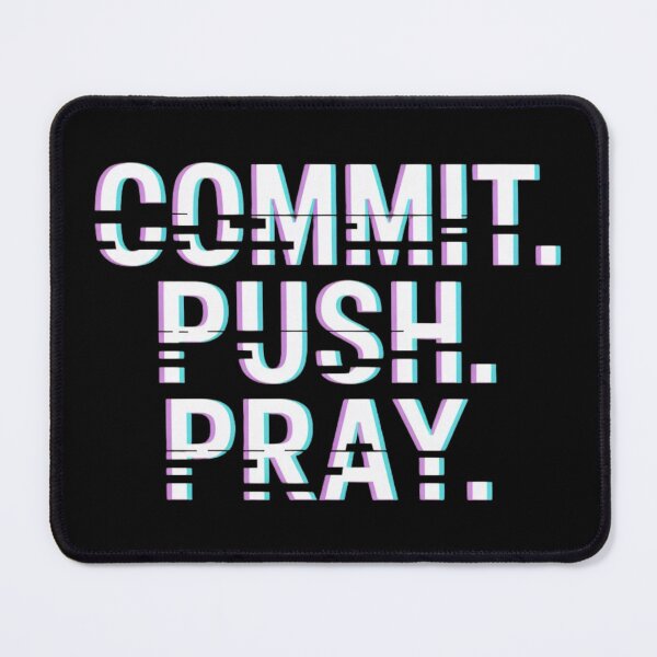Aperçu de l'œuvre Commit Push Pray – Conception de bug de codage amusant pour programmeur créée et vendue par NO-STUDIO.