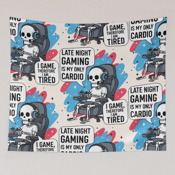 Item preview, Skeleton with Headset and Controller in Blue Black Colors designed and sold by SplashTastic.