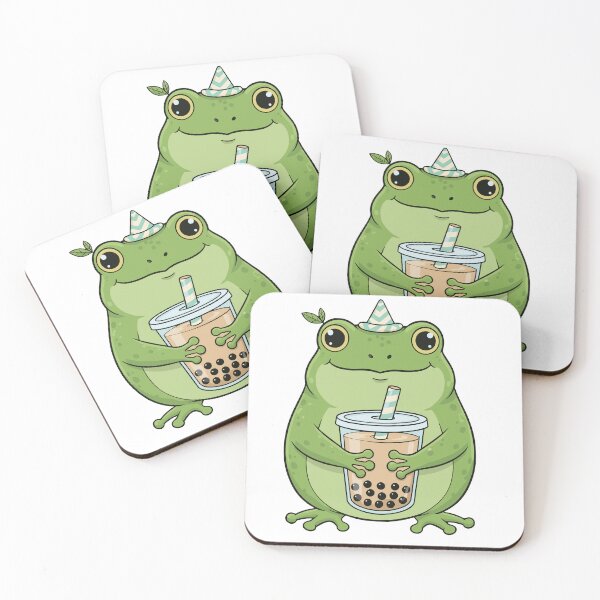 Item preview, Happy Green Frog Bubble Tea – Cute Kawaii Frog Aesthetic designed and sold by JalalMsd.