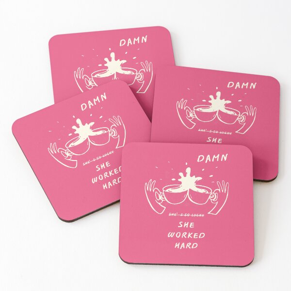 Item preview, Damn She Worked Hard — Empowering Minimalist Quote Print Hot Pink designed and sold by SmolSummer.Homie.